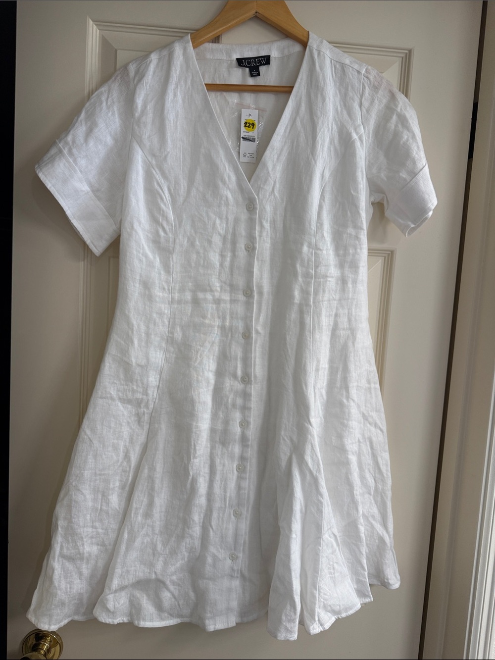 J. Crew White Linen Button-Front Dress
